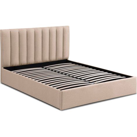 Lit Coffre Songe + Sommier Tissu Beige 180cm