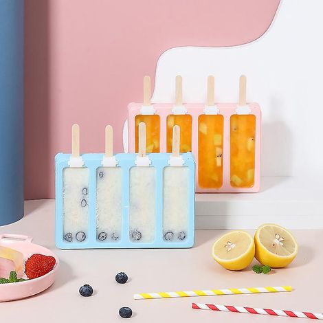 Eisformen am Stiel, 8-teiliges Set, FDA- und BPA-frei, mit Reinigungsbürste und faltbarem Trichter zur Zubereitung von Eis am Stiel (1/5)