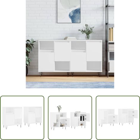 vidaXL Buffet mural - Buffets 2 pcs blanc bois d'ingénierie (1/5)