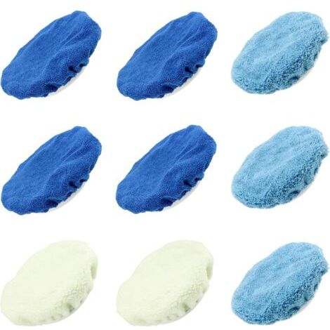 ® 9pcs tampons de Polissage pour Capot de Voiture, Bonnet de Polissage, 2 Laine + 4 Microfibre + 3 Molleton de Corail, 230-250mm (1/5)