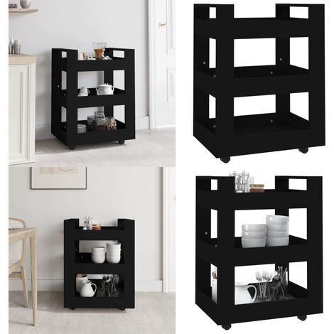 Chariot de cuisine Noir 60x45x80 cm Bois d'ingénierie - Chariot De Cuisine - Chariot De Rangement - Chariot À Légumes - Meuble De Cuisine - Rangement Cuisine - Home & Living (1/5)