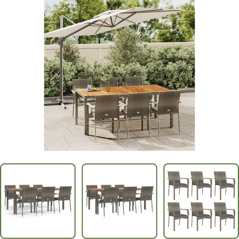 vidaXL Salle à manger extérieure - Ensemble à manger jardin et coussins 7 pcs gris rotin (1/5)