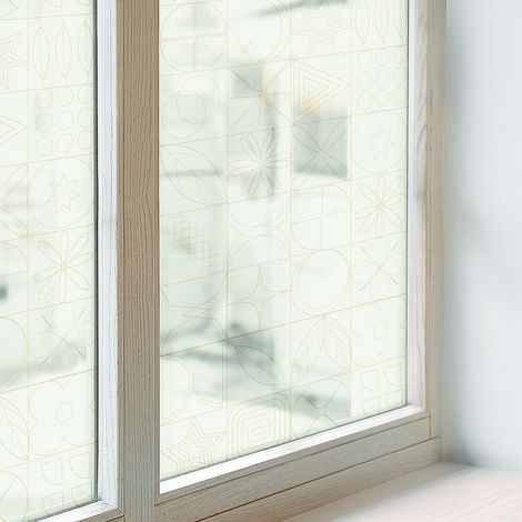 Klebefolie 50x116 cm Selbstklebend Milchglas Dekorfolie Dekorativ Sichtschutz Fenster Folie für Schlafzimmer PVC Blickdicht Geometrisches Mosaik