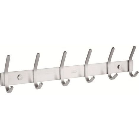 porte manteau mural salle de bain en Acier Inoxydable Moderne, patere murale Aspect Brossé Double Crochets avec 6 Crochets, Porte Manteau Mural pour Cuisine, Chambre, Bureau, Argent (1/5)