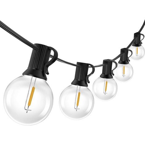 Guirlande Lumineuse Exterieure 15M,50+2 Ampoules,Incassable Étanche,Guirlande Guinguette LED Connectable,Blanc Chaud,Plug & Play Mariage Fête Noël (1/5)
