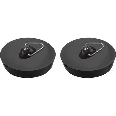 2 pezzi Tappi per lavello in gomma, Tappi per lavello da cucina, Tappo per lavello in gomma con anello di sospensione, per vasca da bagno, cucina, bagno (nero) (1/5)