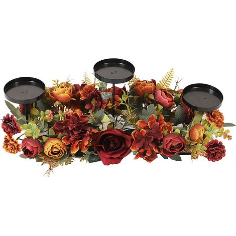 Bougeoir décoratif fleur d'hortensia artificielle style automne décoration table Thanksgiving ambiance chaleureuse (1/5)