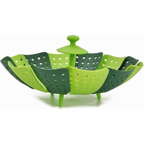 Cesta vaporera plegable de plástico resistente a los arañazos, libre de BPA y apta para cocinas y ollas a presión ideal para verduras, pescado y alimentos delicados. (1/4)