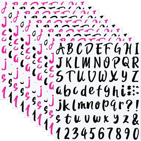 Pegatinas autoadhesivas de vinilo con letras y números - 10 hojas (1/5)