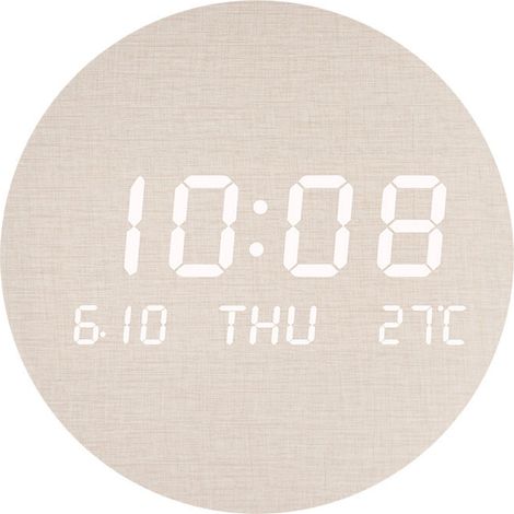 LED-Wanduhr, kreative Uhr, nordische Mode, stumme Wanduhr S201-1 Stück, Baumwoll-Leinenimitat (Stromspeicher, Aufladen) (1/4)