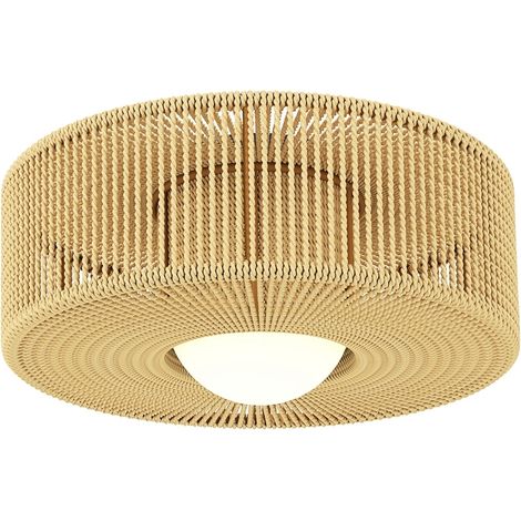 Plafoniera bohémien rotonda in corda di canapa, attacco G9, beige, Ø 30 cm (1/5)