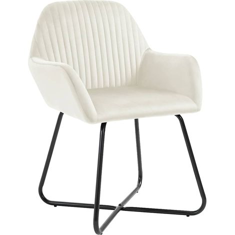 Maison Exclusive - Esszimmerstühle 6 Stk. Creme Samt (1/5)