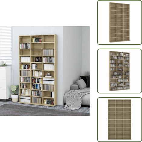 Armoire à CD Chêne sonoma 102x16x177,5 cm Bois d'ingénierie - Armoire À Cd - Bibliothèque - Meuble Rangement - Rangement Musique - Meuble Design (1/5)