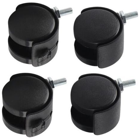 4PCS roulettes pivotantes Roulettes de remplacement pour meubles et chaises de bureau Plastique nylon, frein noir Mxzzand (1/4)