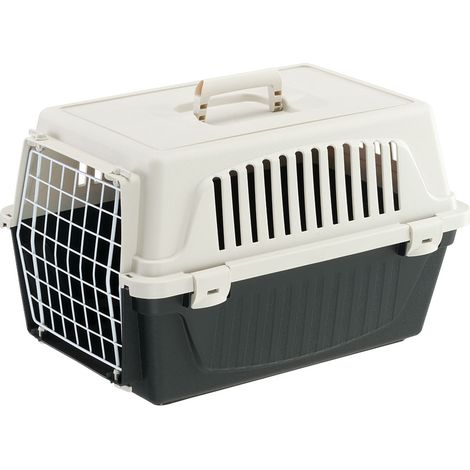 Caisse de transport pour chat et petit chien – Plastique recyclé – Dimensions 32,5 x 48 x h 29 cm – Charge max 5 kg – Porte sécurisée – Ferplast (1/7)