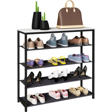 Metal Wood Shoe Rack 4 scomparti Taliro 87x90x30 - VCM