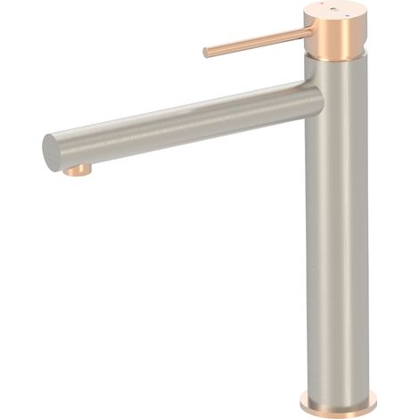 Essebagno Mitigeur lavabo haut Envol façon inox et or rose (1/4)