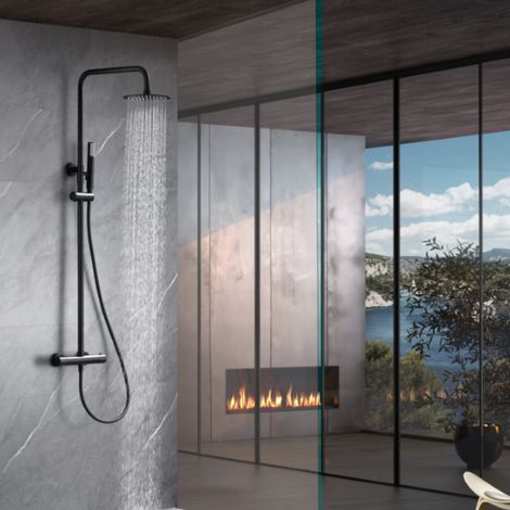 Imex - Columna Ducha Termostatica con Grifo Negro Serie Génova (1/5)