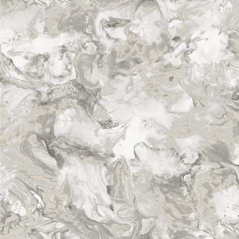 Elixir Liquid Marble Effect Wallpaper Taupe Silver Metallic Modern Feature Wall (1/4)
