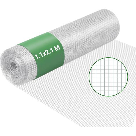 Wiltec Rete metallica per recinzione, voliere, gabbie, rete zincata 1,1 x 2,1 m, maglia quadrata da 6,3 mm, in acciaio zincato, resistente alle intemperie