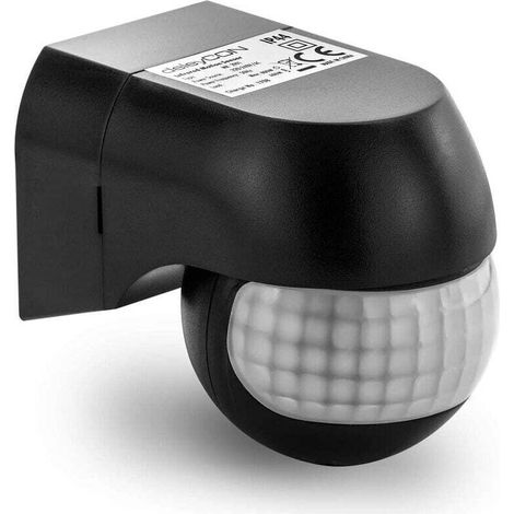 rilevatore di movimento a infrarossi - per uso interno ed esterno. Portata fino a 12 m, rotazione e inclinazione a 180°. Resistente all'acqua con grado di protezione IP44. Colore nero. (1/4)