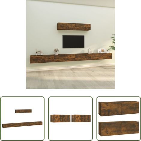TV-Schrank Set - 6-tlg. TV-Schrank-Set Räuchereiche Holzwerkstoff (1/5)