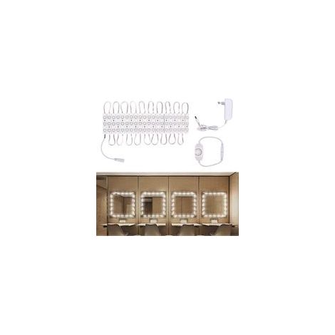 Lámpara de maquillaje LED, iluminación regulable con 60 LED, luz de maquillaje de 3 metros, kit de luz LED blanca de 6000K - Crezuo