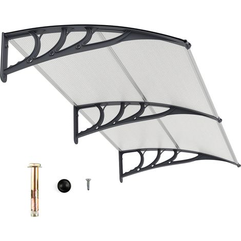 COSTWAY Tettoia per Porta Finestra, Pensilina Tettoia per Porta in Policarbonato, per Protezione da Sole, Pioggia, Neve, per Balcone, Finestre e Porte (Trasparente, 199 x 99 x 28 cm) (1/5)