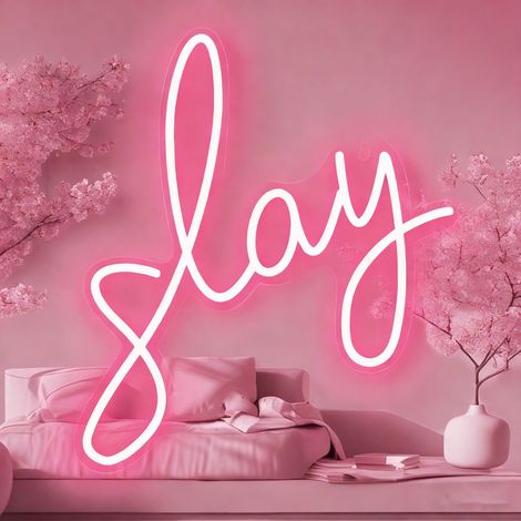 Enseigne néon « Slay » – Luminaire LED pour chambre de fille, mariage et fête d'anniversaire (1/5)