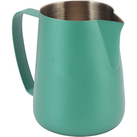 420 ml/14 oz Edelstahl-Milchaufschäumerbecher, multifunktional, grün (1/5)