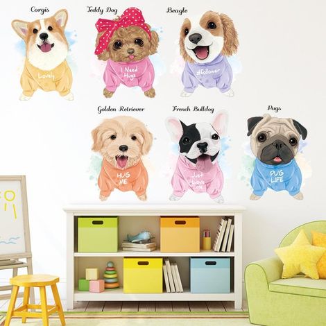 Sticker mural Chiens mignons, décoration intérieure, papier peint (1/5)