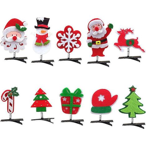 10 Stück weihnachtliche Frühlingshaarnadeln, Stoffhaarspangen, Haaraccessoires für Kinder (zufälliges Design)-M (1/3)