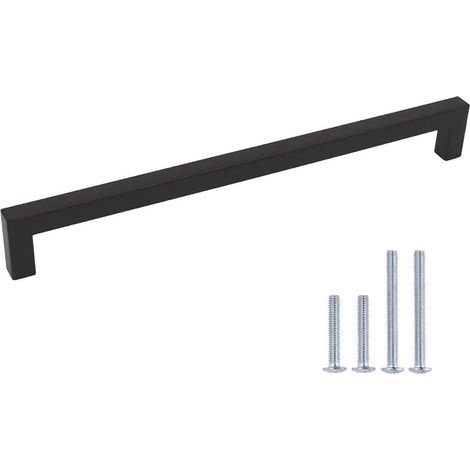 Paquete de 20 manijas para puertas corredizas, manijas para gabinetes de cocina LSJ12BK320, manija negra para puerta, manija de metal, centro a centro, 320 mm (1/5)
