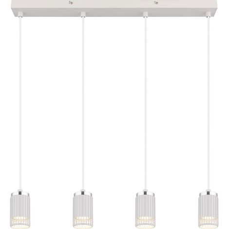 Pendellampe Esstischleuchte Hängelampe weiß chrom Wohnzimmerlampe H 120 cm
