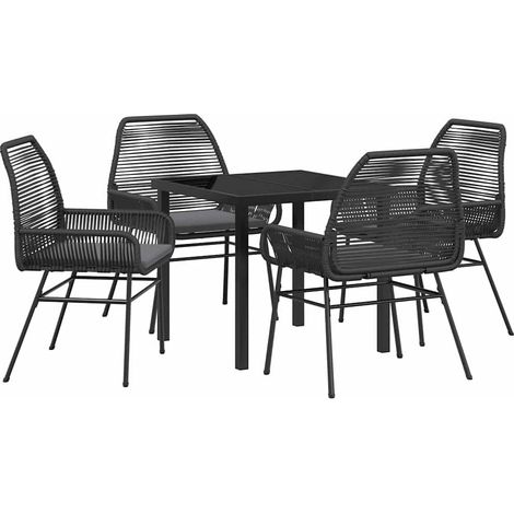 Maison Exclusive - Set da Pranzo per Giardino con cuscino 5 pcs Nero polyrattan (1/5)