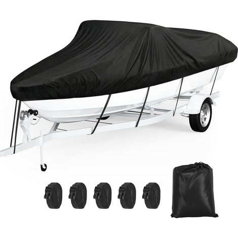 Bâche pour bateau étanche, Bâche de bateau 420D Oxford, Bâche pour bateau étanche à la poussière et résistante aux UV pour yacht, bateau rapide, bateau de pêche, coque en V, bateau à rames (4,27-4,88 (1/5)
