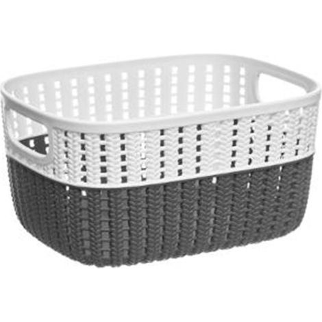 Panier de Rangement Bicolore 3,5L Blanc & Gris (1/2)