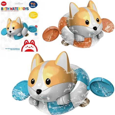 Jouet de bain mécanique flottant en forme de chien Corgi pour enfants (1/5)