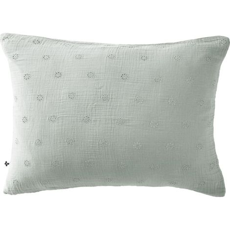 Taie d'oreiller Brodée Déco "Gaïa Boho" 60 x 60 cm & 50 x 70 cm "Gaze de Coton" - Gaïa Boho Eucalyptus - 50 x 70 cm