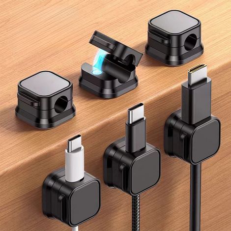 Magnetischer Kabelorganizer, 12er-Pack, für Schreibtisch/Wand, selbstklebender Datenkabelorganizer ohne Bohren, Organizer für Kopfhörer-Ladekabel (1/5)