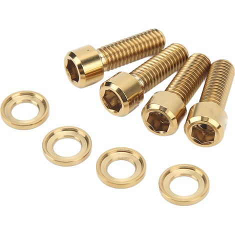 Jeu de 4 rondelles pour vis de frein à disque M6 18 mm, fixation ferme, antirouille, en alliage de titane léger, couleur or. (1/5)