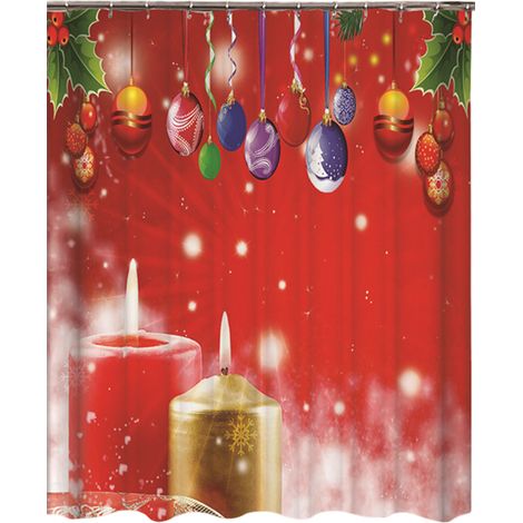 Rideau de douche en polyester imprimé en 3D, cadeau de Noël. Rideau de douche de salle de bain en polyester imprimé en HD, cadeau de Noël. (1/5)