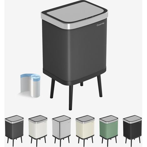 Motion Sensor Kitchen Bin with Soft Close Lid with Stand 35L DARK GREY