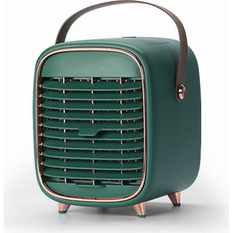 Ventilatore silenzioso per condizionatore d'aria – USB – Raffrescatore evaporativo – Portatile – Ufficio/Casa/Auto – Verde