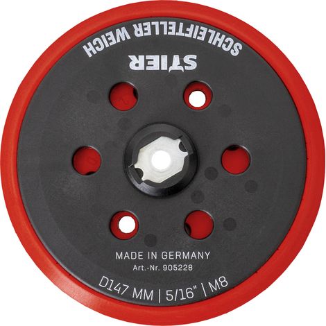 STIER Schleifteller Stützteller weich D147mm 5/16“ M8 für Exzenterschleifer, 150 mm, mit klett