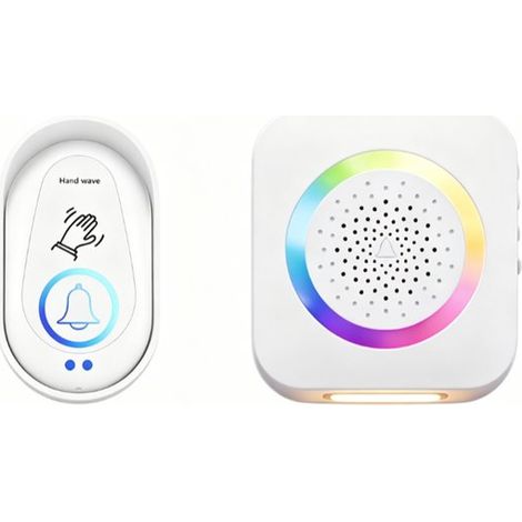 Sonnette sans fil sans contact avec détecteur de mouvement (activation par simple geste) - Récepteur avec éclairage RGB - Veilleuse (1/5)