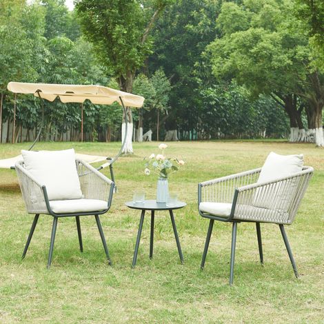 Gartenmöbelset Abriola 3-tlg. Grau [casa.pro]