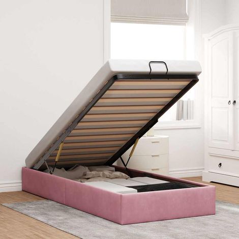 vidaXL Struttura Letto Pouf Senza Materasso Rosa 100x200 cm Velluto
