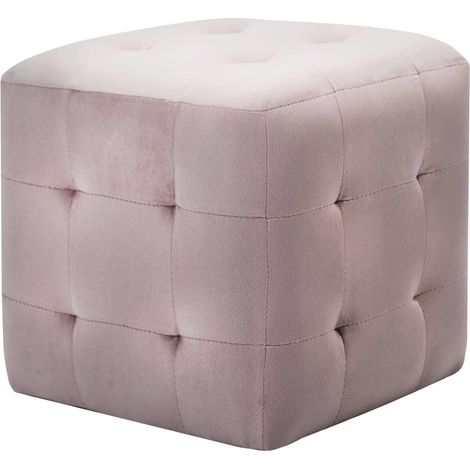 2 pcs Poufs Rose 30 x 30 x 30 cm Tissu velours (1/5)
