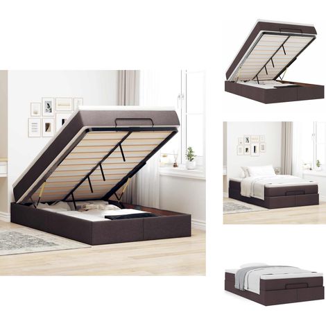 Cadre de lit ottoman avec matelas marron foncé 120x190 cm tissu - Cadre De Lit Ottoman - Cadres De Lit Ottoman - Cadre De Lit - Cadre De Lit Avec Rangement (1/5)